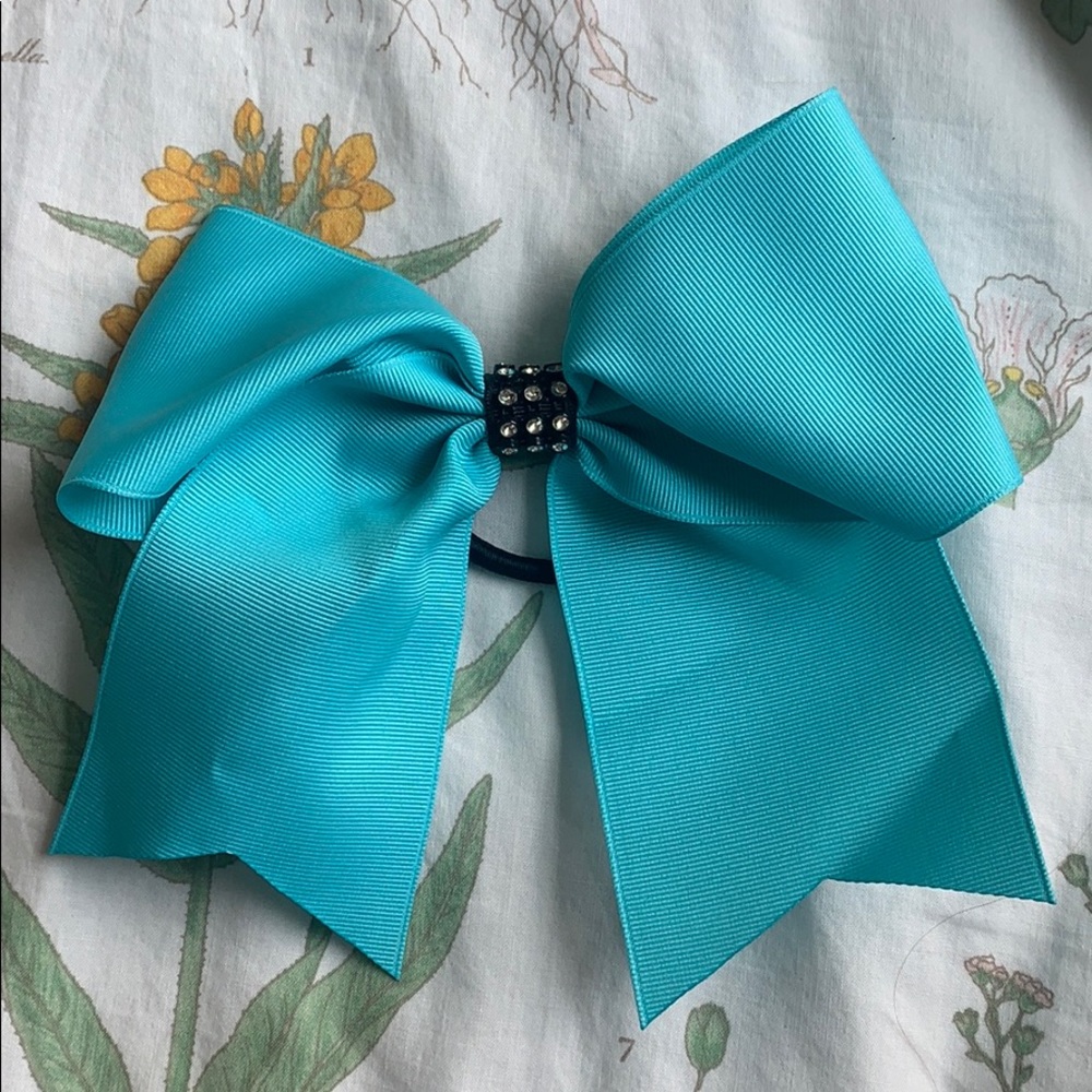 tiffany blue cheerleading bow rhinestone band